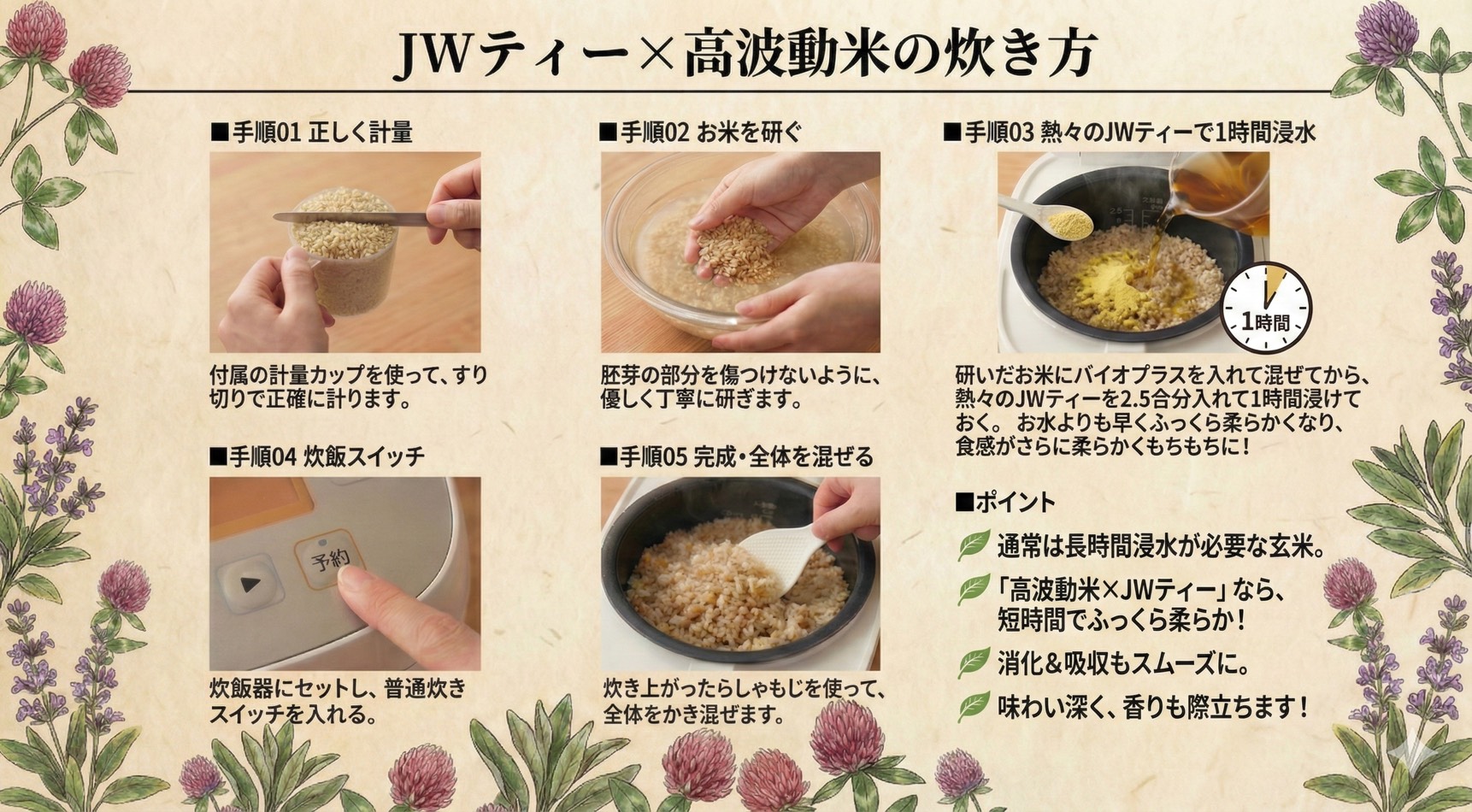 JWティー×高波動米の炊き方